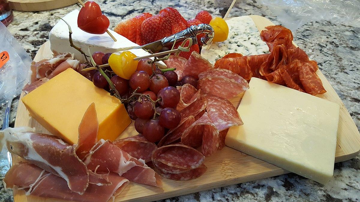 A traditional French cheese platter